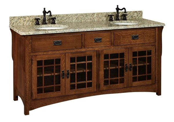Amish 72" Henderson Mission Bathroom Double Vanity Cabinet 1 Amish 72" Henderson Mission Bathroom Double Vanity Cabinet