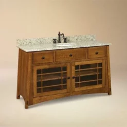 Amish Hatfield Mission 60" Single Bathroom Vanity Cabinet -Home Decoration Sales 2024 pid 12304 Amish Furniture Living Room Furniture Solid Wood 60 West Lake Lavatory With Drawers And Doors 260