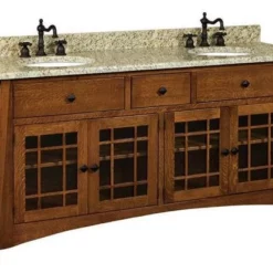 Amish 72" Hatfield Mission Double Solid Wood Vanity Cabinet