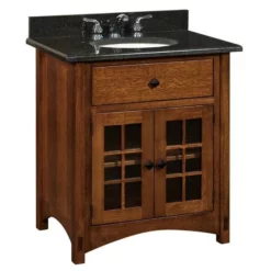Amish Bathroom Vanity Solid Wood - 33" Norfolk Mission Sink Console