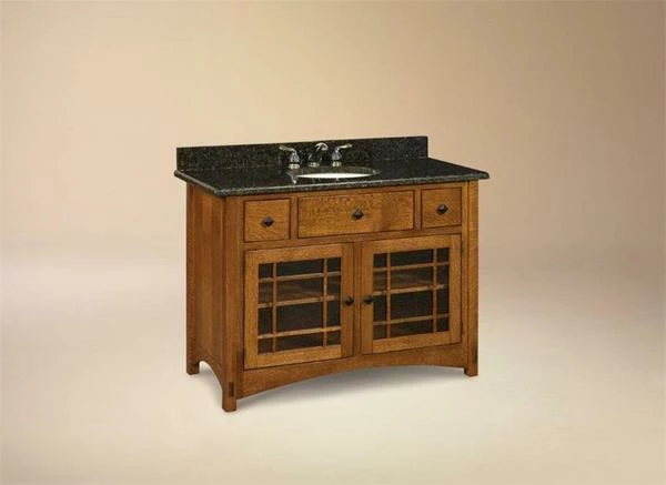 Amish 49" Norfolk Mission Single Bathroom American Vanity Cabinet 2 Amish 49" Norfolk Mission Single Bathroom American Vanity Cabinet - Image 2