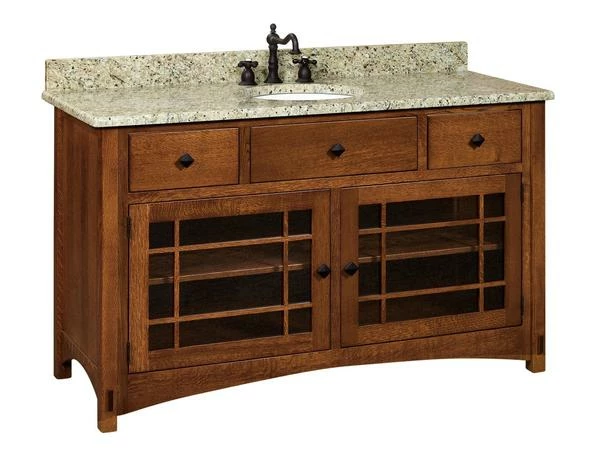 Amish 60" Norfolk Mission Single Bathroom Vanity Cabinet 1 Amish 60" Norfolk Mission Single Bathroom Vanity Cabinet