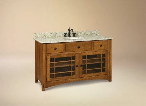 Amish 60" Norfolk Mission Single Bathroom Vanity Cabinet 2 Amish 60" Norfolk Mission Single Bathroom Vanity Cabinet - Image 2