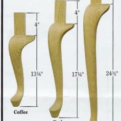 Amish Made Unfinished Wood Queen Anne Table Leg