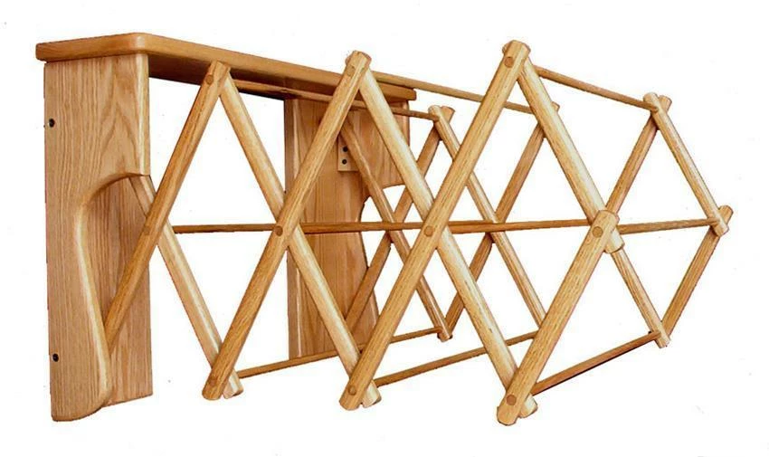 Amish Oak Wood Wall Drying Rack 1 Amish Oak Wood Wall Drying Rack