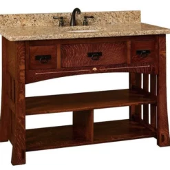 Amish 49" Marquette Mission Single Bathroom Vanity Cabinet With Inlays