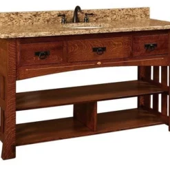 Amish 60" Marquette Mission Single Bathroom Vanity Cabinet With Inlays