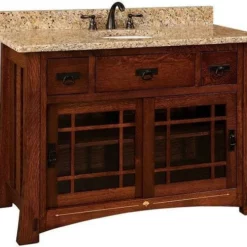 Amish 49" Portland Single Bathroom Vanity Cabinet With Inlays