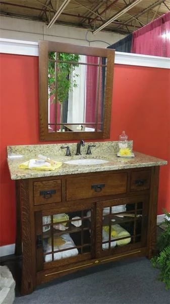 Amish 49" Portland Single Bathroom Vanity Cabinet With Inlays 3 Amish 49" Portland Single Bathroom Vanity Cabinet With Inlays - Image 3