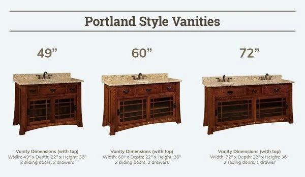 Amish 49" Portland Single Bathroom Vanity Cabinet With Inlays 2 Amish 49" Portland Single Bathroom Vanity Cabinet With Inlays - Image 2
