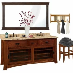 Amish 60" Portland Single Bathroom American Vanity Cabinet With Inlays -Home Decoration Sales 2024 pid 47927 Amish 60 Morgan Single Bathroom Vanity Cabinet with Inlays 260