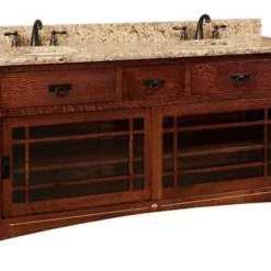 Amish 72" Portland Double Bathroom Vanity Cabinet With Inlays