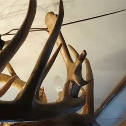 Genuine White Tail Deer Antler Chandelier - Single Tier -Home Decoration Sales 2024 pid 53148 Amish Single Tier Antler Chandelier 110