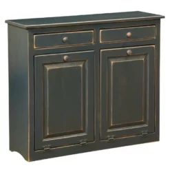 Amish Two Bin Tilt Out Laundry Hamper Cabinet - Pine Wood