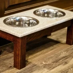 Amish Double Bowl Dog Diner - Quick Ship -Home Decoration Sales 2024 pid 55349 Amish Double Bowl Dog Diner 180