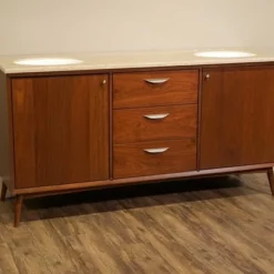 Amish Mid Century Modern Bathroom Vanity -Home Decoration Sales 2024 pid 55665 Amish Mid Century Modern Bathroom Vanity 360