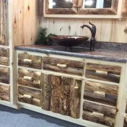 Amish Rustic Log Bathroom Vanity Set -Home Decoration Sales 2024 pid 57470 Amish Rustic Log Bathroom Vanity 170