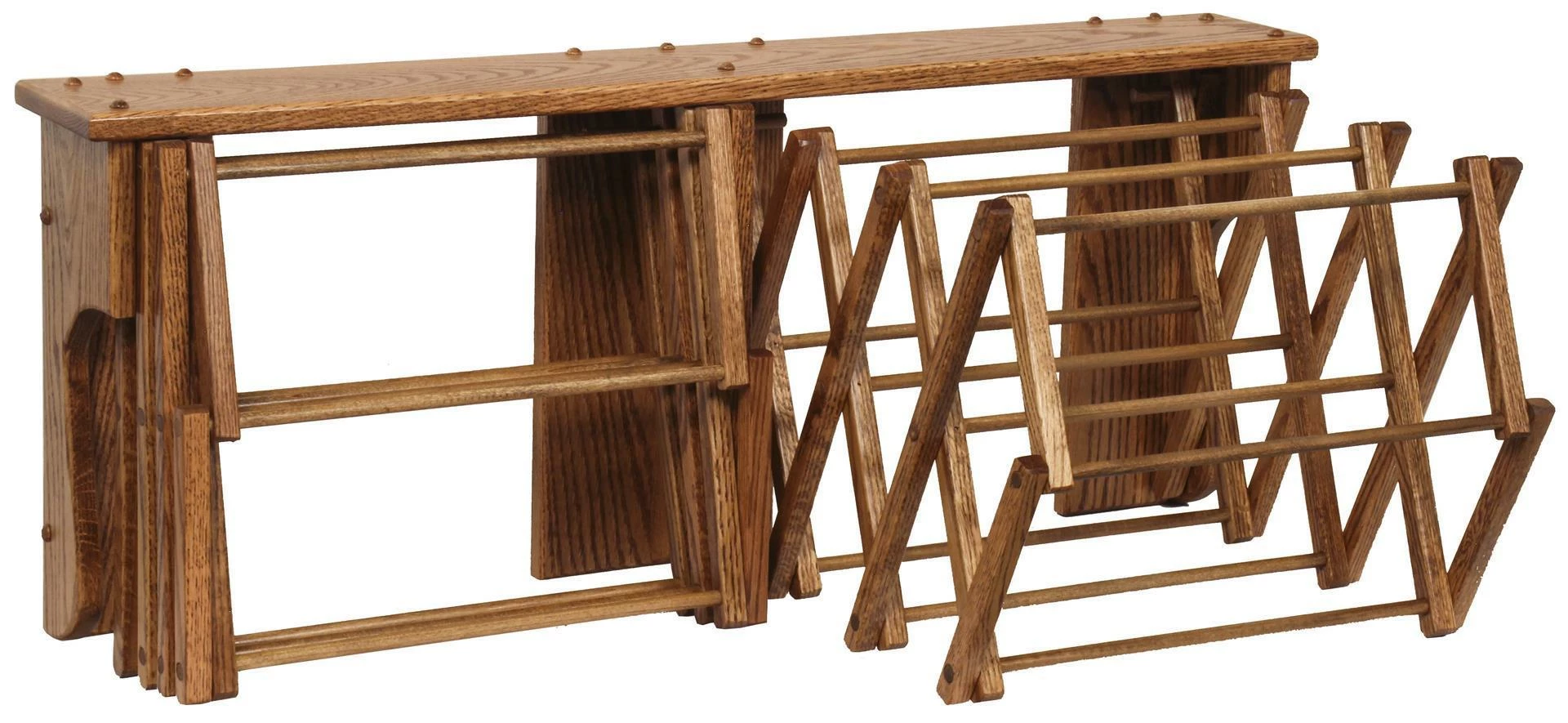 Amish Oak Wood Double Wall Drying Rack 1 Amish Oak Wood Double Wall Drying Rack