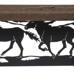 Amish Rustic Shelf With Horses