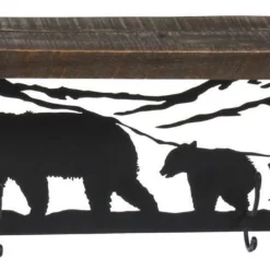 Amish Rustic Shelf With Bears