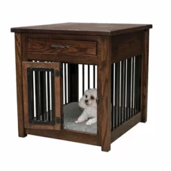 Amish Macy Pet End Table With Door And Top Drawer