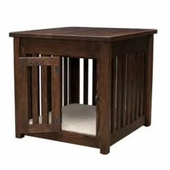 Amish Macy Pet End Table With Wooden Slats And Door