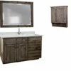 Amish Breckinridge Rough Sawn Three-Piece Bathroom Vanity Set Without Top
