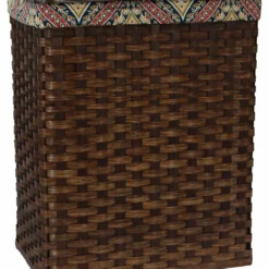 Amish Hand Woven Natural Reed Hamper With Hinged Lid