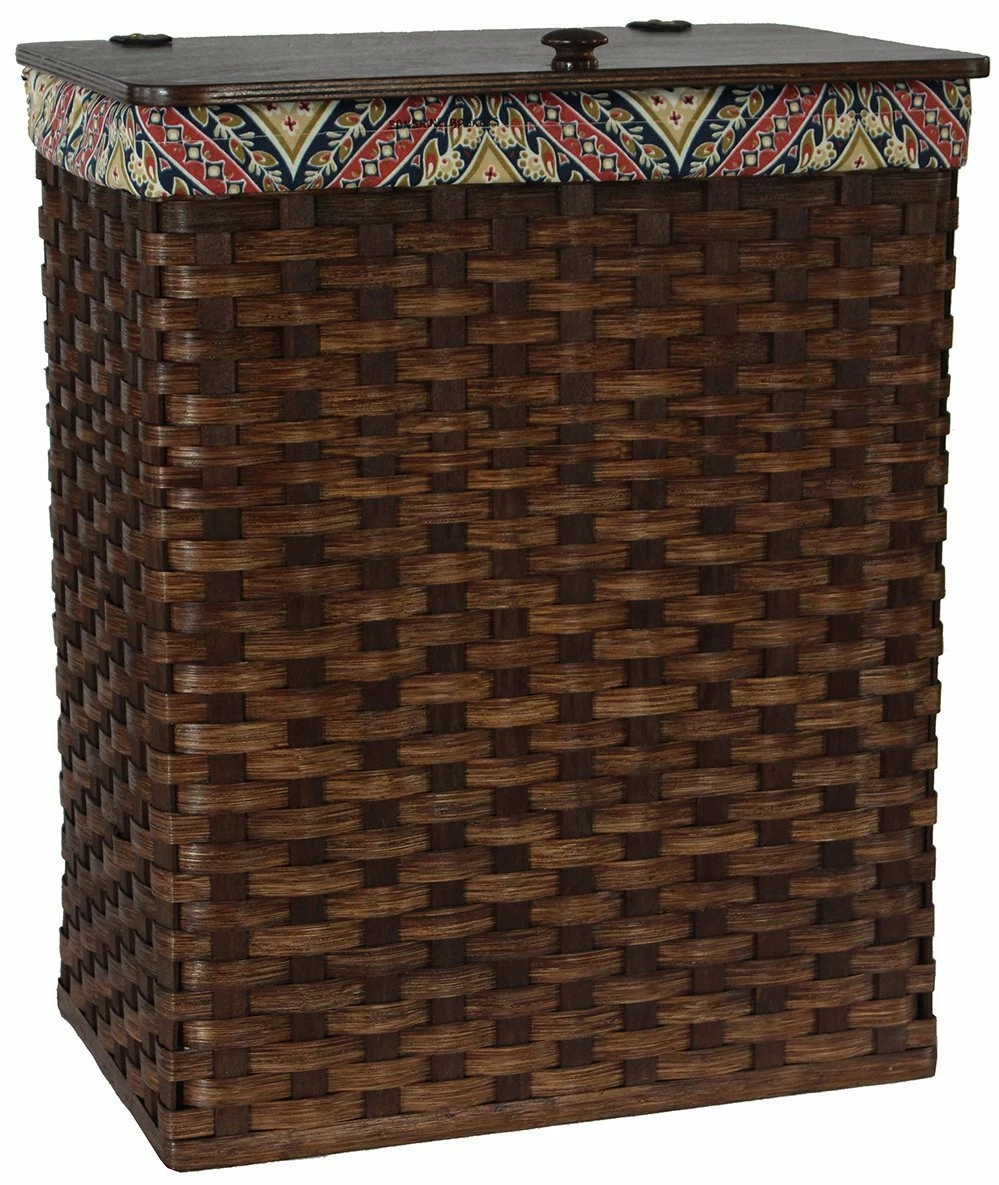 Amish Hand Woven Natural Reed Hamper With Hinged Lid 1 Amish Hand Woven Natural Reed Hamper With Hinged Lid