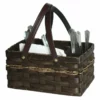 Hand Woven Natural Reed Silverware And Napkin Holder Basket
