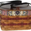 Hand Woven Natural Reed 2-Pie Carrier Basket