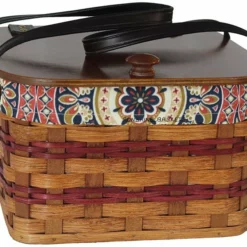 Hand Woven Natural Reed 2-Pie Carrier Basket