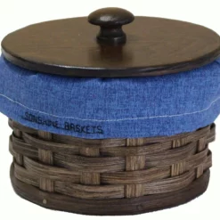 Amish Hand Woven Natural Reed Round Essential Basket With Lid