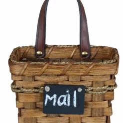 Amish Hand Woven Reed Hanging Mail Basket With Chalkboard