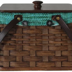 Amish Hand Woven Natural Reed Laurie Basket With Lid