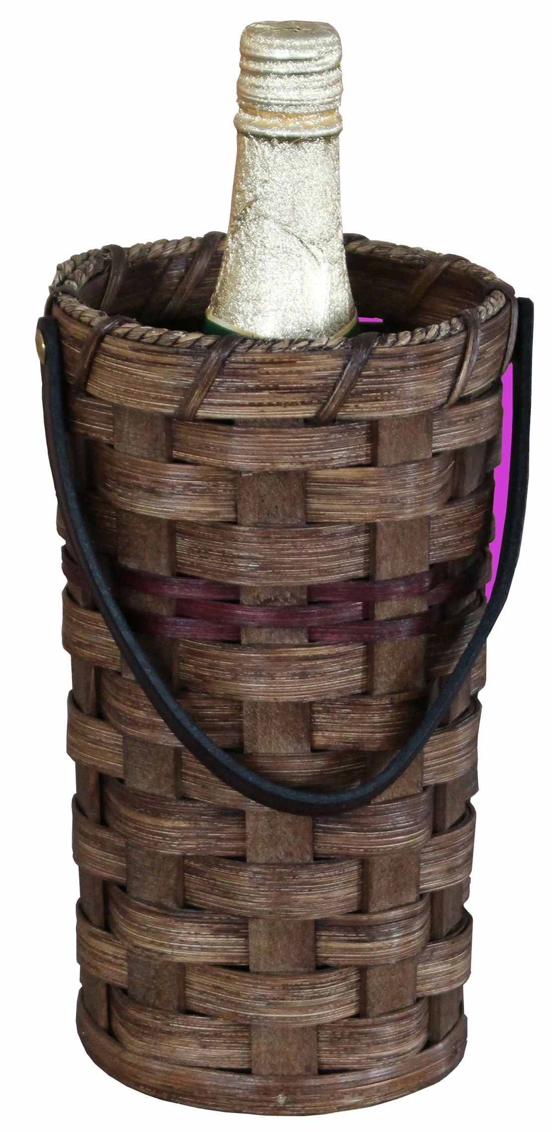 Amish Hand Woven Natural Reed Single Wine Basket 1 Amish Hand Woven Natural Reed Single Wine Basket