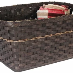 Amish Hand Woven Natural Reed Blanket Basket