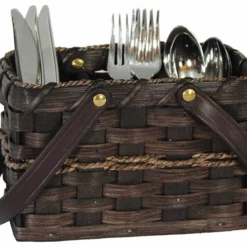 Amish Hand Woven Natural Reed Small Silverware Basket