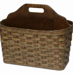 Amish Hand Woven Natural Reed Magazine Rack Basket