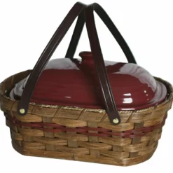 Amish Hand Woven Reed Deep Casserole Travel Basket