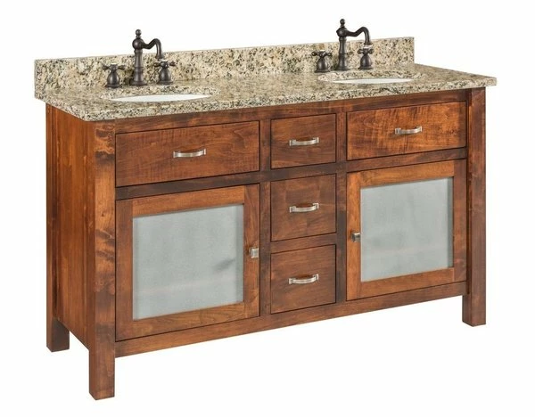 Amish Lehigh 60" Bathroom Vanity Without Top - Quick Ship 2 Amish Lehigh 60" Bathroom Vanity Without Top - Quick Ship - Image 2